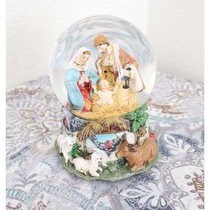 NEW Kurt Adler Nativity Musical Church Snow Globe Wind Up To Play "Silent Night"